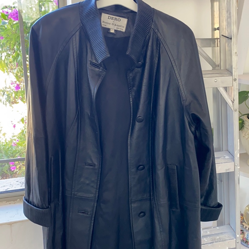 Buttery black leather car coat